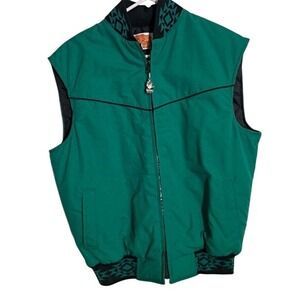 vintage teal vest jacket coat 90s paper tag Made in U.S.A. Women's 12 retro hip